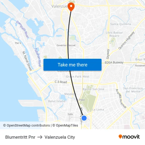 Blumentritt Pnr to Valenzuela City map