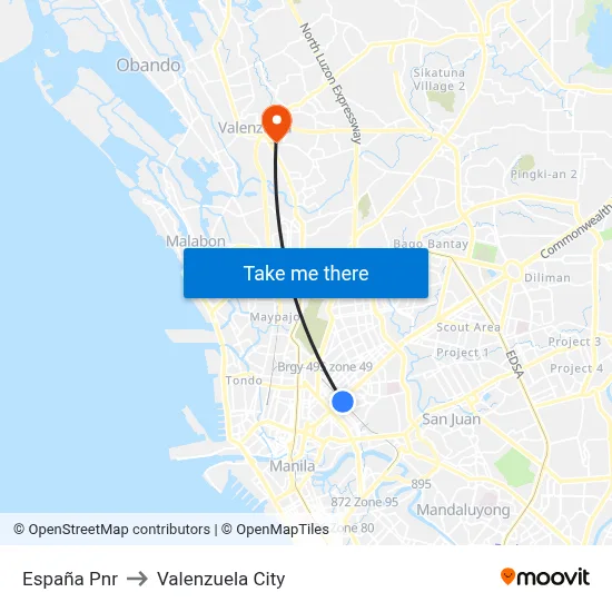 España Pnr to Valenzuela City map