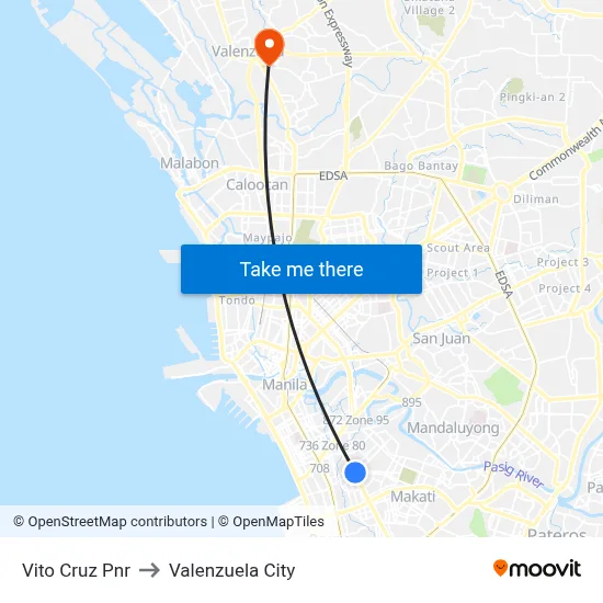 Vito Cruz Pnr to Valenzuela City map