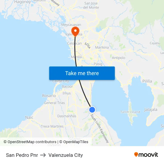 San Pedro Pnr to Valenzuela City map