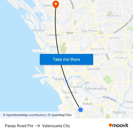 Pasay Road Pnr to Valenzuela City map