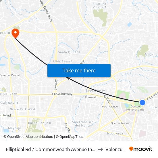 Elliptical Rd / Commonwealth Avenue Intersection, Quezon City to Valenzuela City map