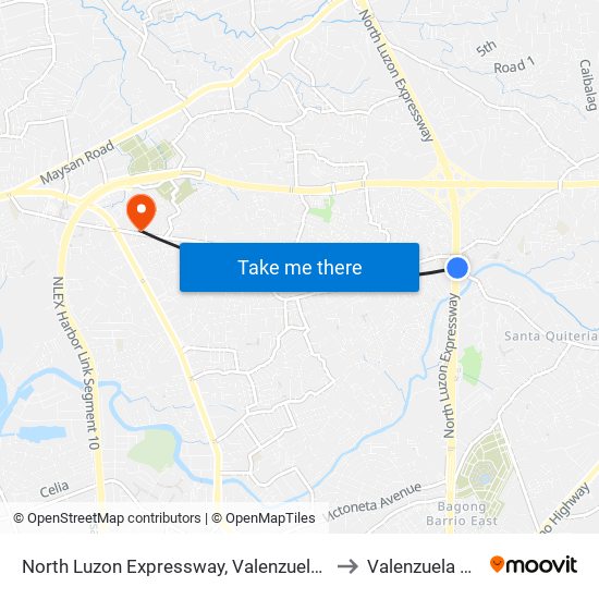 North Luzon Expressway, Valenzuela City to Valenzuela City map