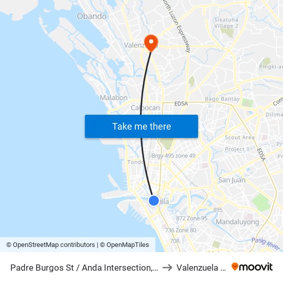 Padre Burgos St / Anda Intersection, Manila to Valenzuela City map