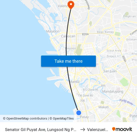 Senator Gil Puyat Ave, Lungsod Ng Pasay, Manila to Valenzuela City map