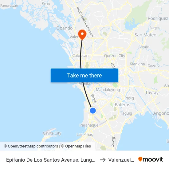 Epifanio De Los Santos Avenue, Lungsod Ng Pasay to Valenzuela City map