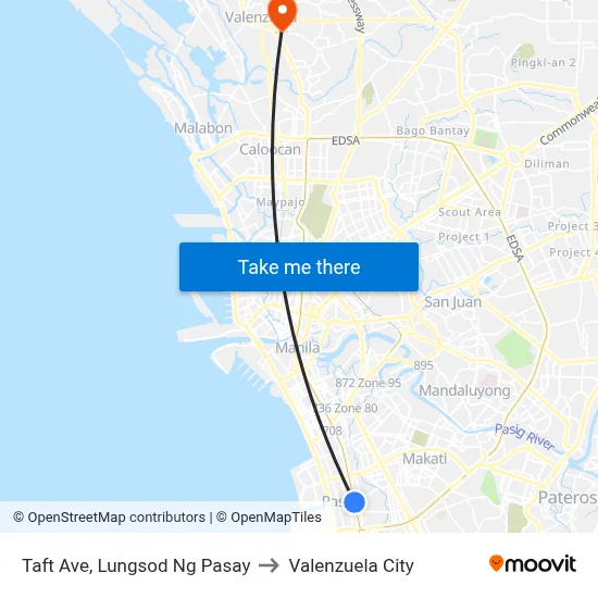 Taft Ave, Lungsod Ng Pasay to Valenzuela City map