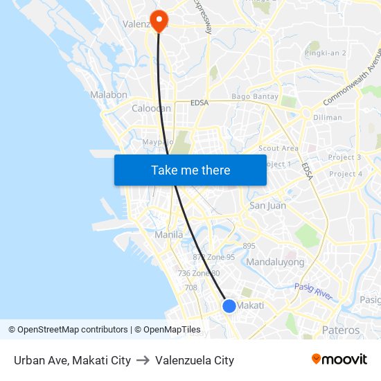 Urban Ave, Makati City to Valenzuela City map