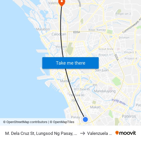 M. Dela Cruz St, Lungsod Ng Pasay, Manila to Valenzuela City map
