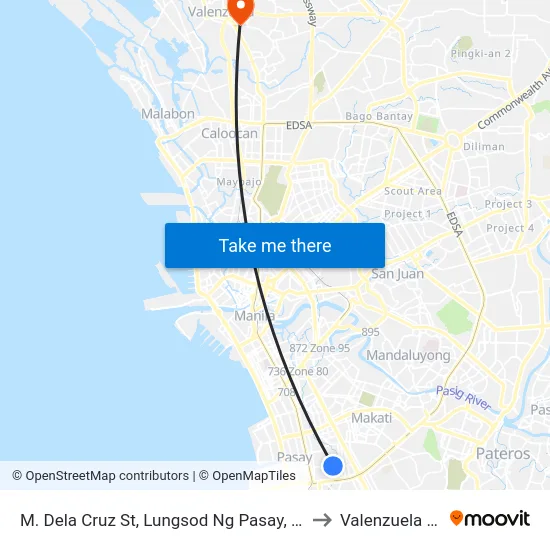 M. Dela Cruz St, Lungsod Ng Pasay, Manila to Valenzuela City map