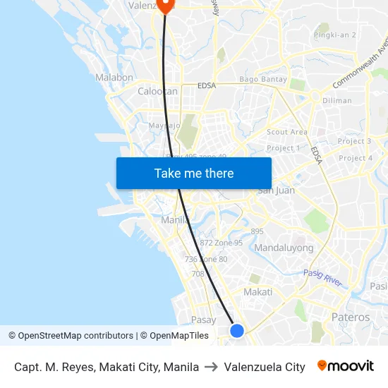 Capt. M. Reyes, Makati City, Manila to Valenzuela City map