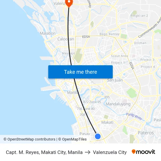 Capt. M. Reyes, Makati City, Manila to Valenzuela City map