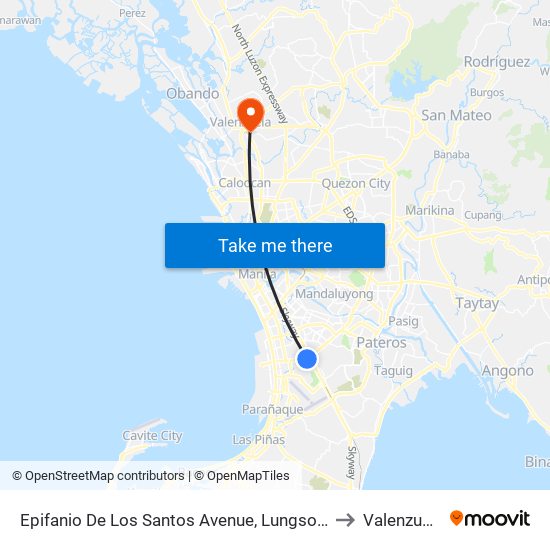Epifanio De Los Santos Avenue, Lungsod Ng Makati, Manila to Valenzuela City map