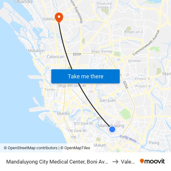 Mandaluyong City Medical Center, Boni Ave / Sto Rosario Intersection, Mandaluyong City, Manila to Valenzuela City map