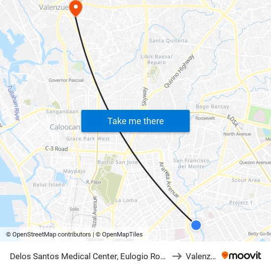 Delos Santos Medical Center, Eulogio Rodriguez Sr. Ave, Quezon City, Manila to Valenzuela City map