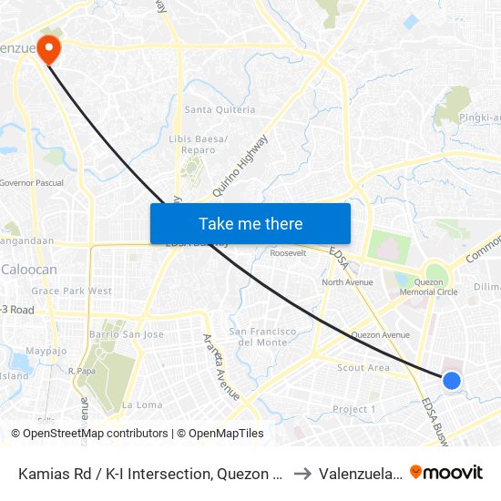 Kamias Rd / K-I Intersection, Quezon City, Manila to Valenzuela City map