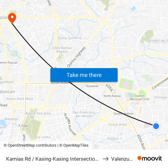 Kamias Rd / Kasing-Kasing Intersection, Quezon City, Manila to Valenzuela City map