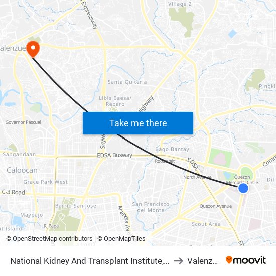 National Kidney And Transplant Institute, East Ave, Quezon City, Manila to Valenzuela City map