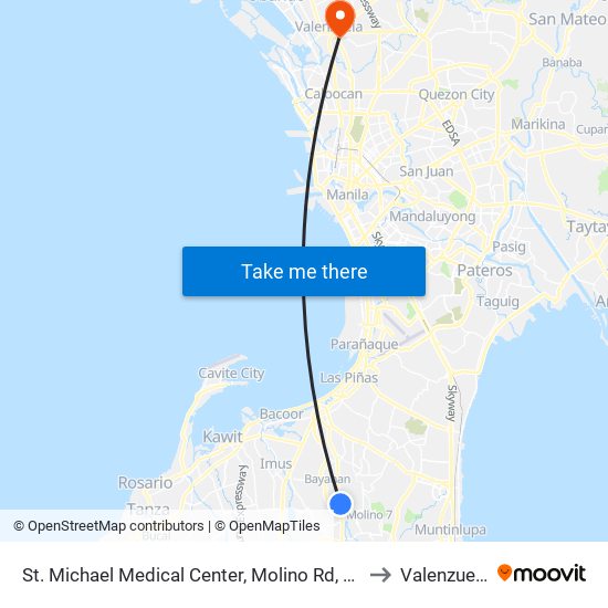 St. Michael Medical Center, Molino Rd, Bacoor City, Manila to Valenzuela City map