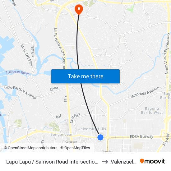 Lapu-Lapu / Samson Road Intersection, Malabon City to Valenzuela City map