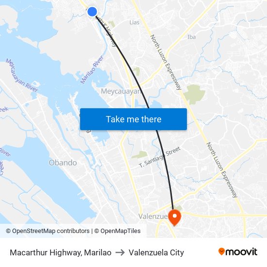 Macarthur Highway, Marilao to Valenzuela City map