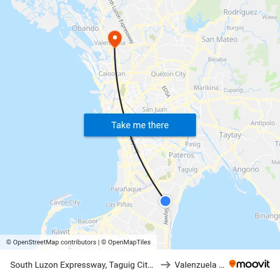 South Luzon Expressway, Taguig City, Manila to Valenzuela City map