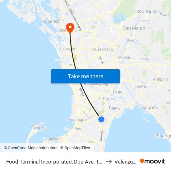 Food Terminal Incorporated, Dbp Ave, Taguig City, Manila, Manila to Valenzuela City map