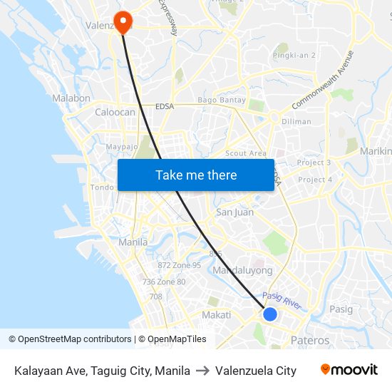 Kalayaan Ave, Taguig City, Manila to Valenzuela City map