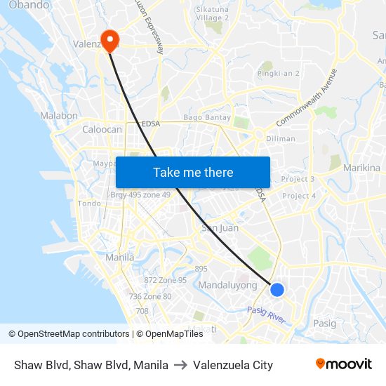 Shaw Blvd, Shaw Blvd, Manila to Valenzuela City map