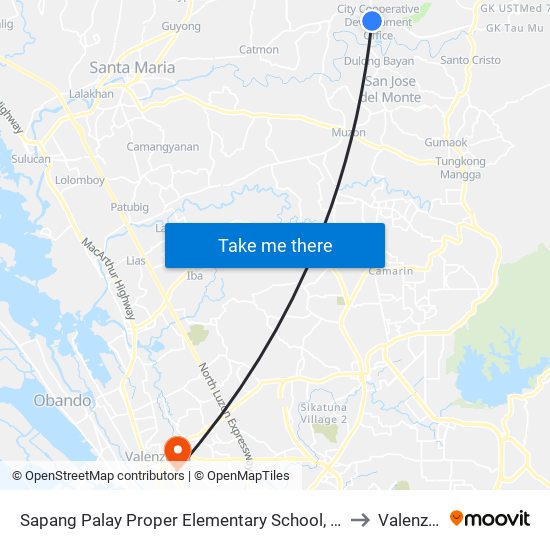 Sapang Palay Proper Elementary School, City Of San Jose Del Monte, Manila to Valenzuela City map
