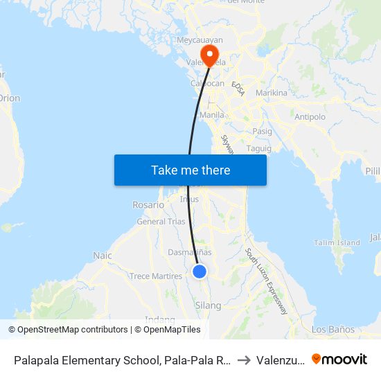 Palapala Elementary School, Pala-Pala Rd, Dasmariñas City, Manila to Valenzuela City map