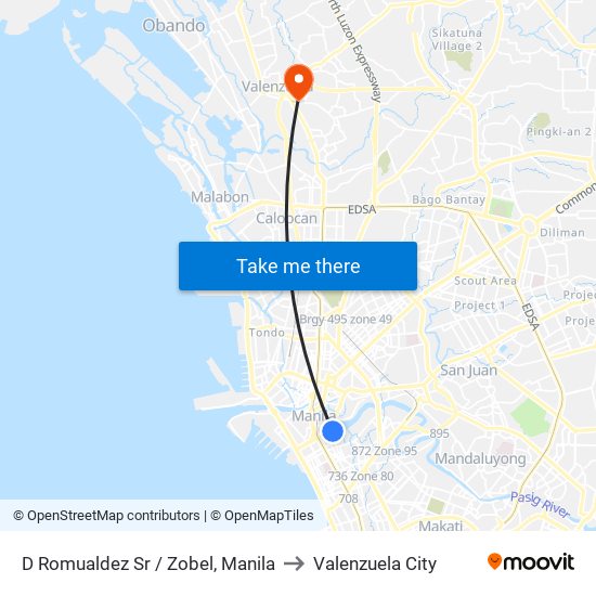 D Romualdez Sr / Zobel, Manila to Valenzuela City map