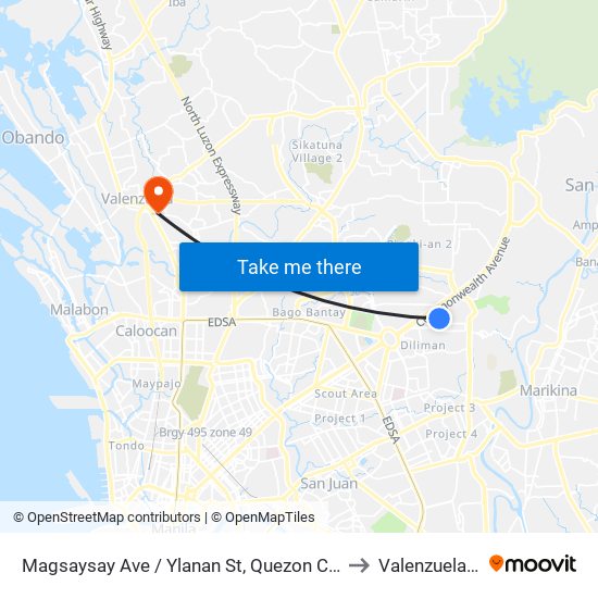 Magsaysay Ave / Ylanan St, Quezon City, Manila to Valenzuela City map