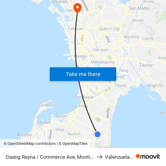 Daang Reyna / Commerce Ave, Montinlupa City to Valenzuela City map