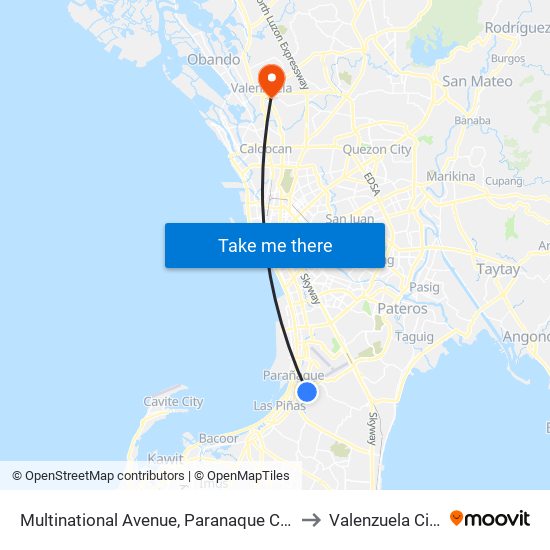 Multinational Avenue, Paranaque City to Valenzuela City map