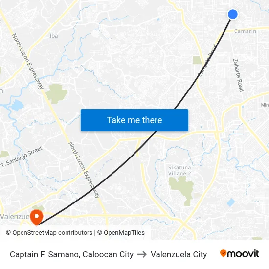 Captain F. Samano, Caloocan City to Valenzuela City map