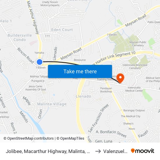 Jolibee, Macarthur Highway, Malinta, Valenzuela City to Valenzuela City map