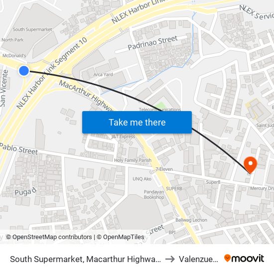 South Supermarket, Macarthur Highway, Valenzuela City to Valenzuela City map