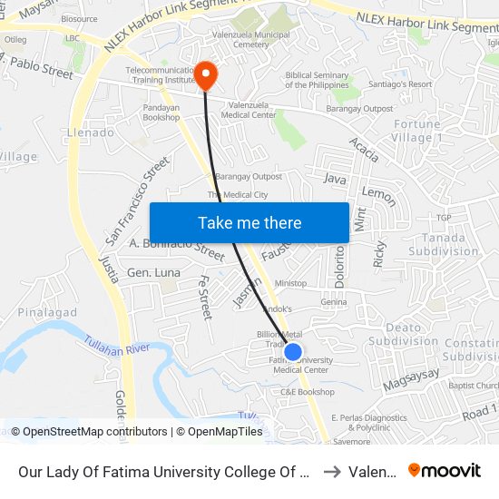 Our Lady Of Fatima University College Of Medicine, Macarthur Highway, Valenzuela City to Valenzuela City map