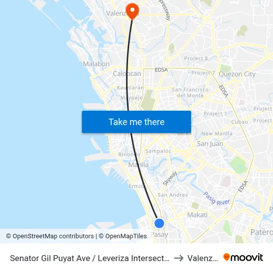 Senator Gil Puyat Ave / Leveriza Intersection West Bound, Lungsod Ng Pasay to Valenzuela City map