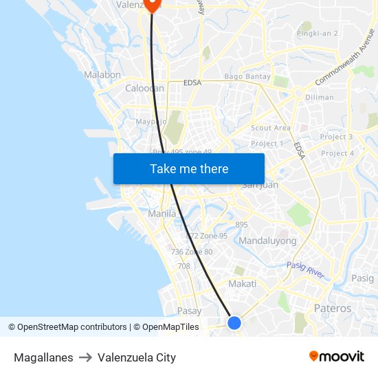 Magallanes to Valenzuela City map