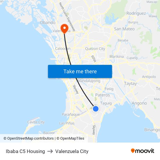 Ibaba C5 Housing to Valenzuela City map