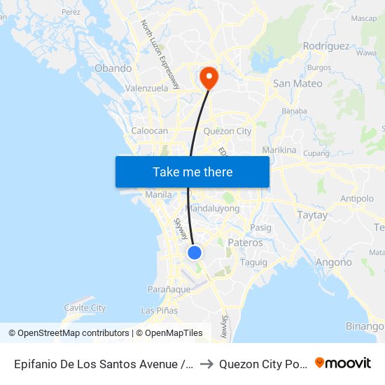 Epifanio De Los Santos Avenue / Skyway , Lungsod Ng Makati, Manila to Quezon City Polytechnic University map