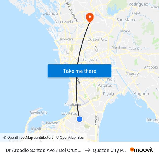Dr Arcadio Santos Ave / Del Cruz Comp. Intersection, Parañaque City, Manila to Quezon City Polytechnic University map