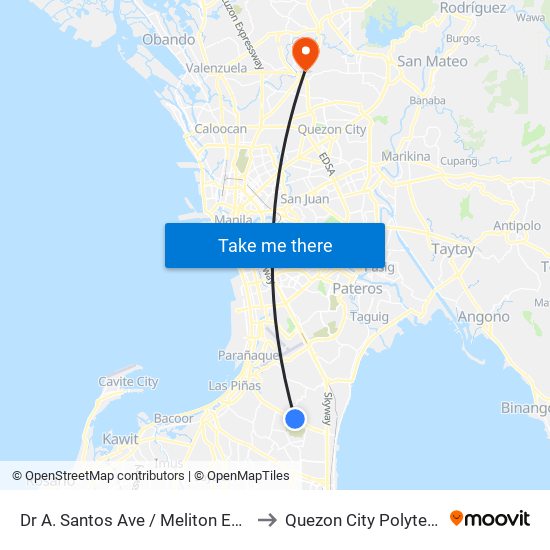 Dr A. Santos Ave / Meliton Espiritu, Parañaque City to Quezon City Polytechnic University map