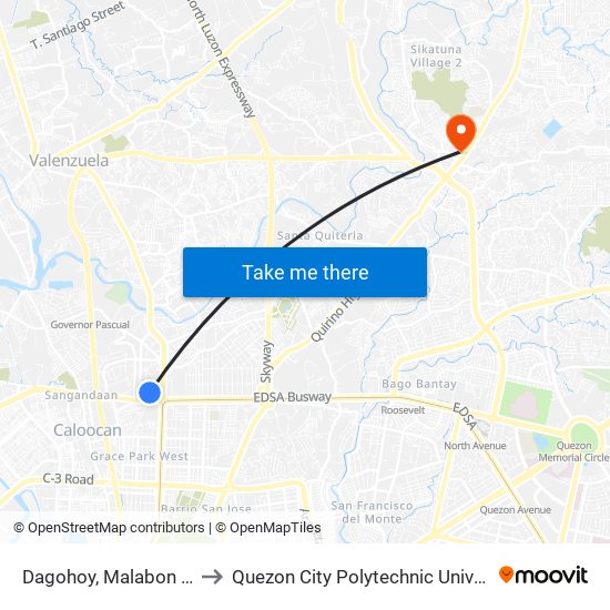 Dagohoy, Malabon City to Quezon City Polytechnic University map