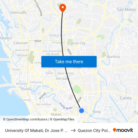 University Of Makati, Dr Jose P. Rizal Extension, Makati City, Manila to Quezon City Polytechnic University map