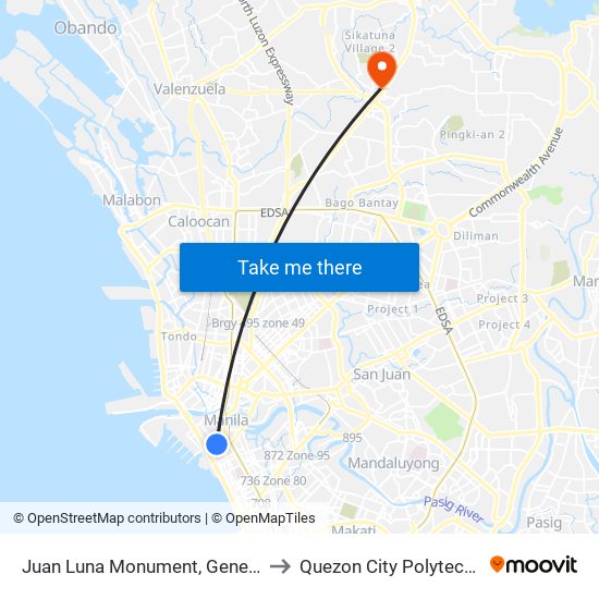 Juan Luna Monument, General Luna St, Manila to Quezon City Polytechnic University map