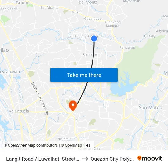 Langit Road / Luwalhati Street Intersection, Caloocan City to Quezon City Polytechnic University map