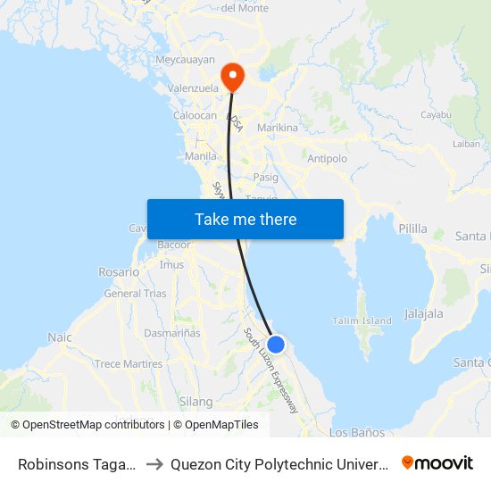 Robinsons Tagapo to Quezon City Polytechnic University map
